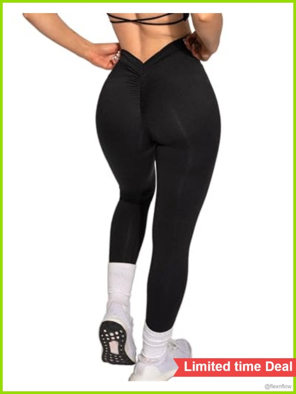 High Waisted Scrunch Butt Leggings V Back Booty Lifting Yoga Pants